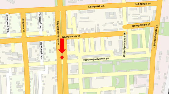 Схема рекламной плоскости по адресу Грушевского пр. / ул. Красноармейская, из центра