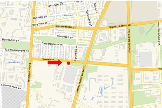 Схема рекламної площини за адресою Чехова ул., 35, напротив, в сторону Хмельницкого шоссе