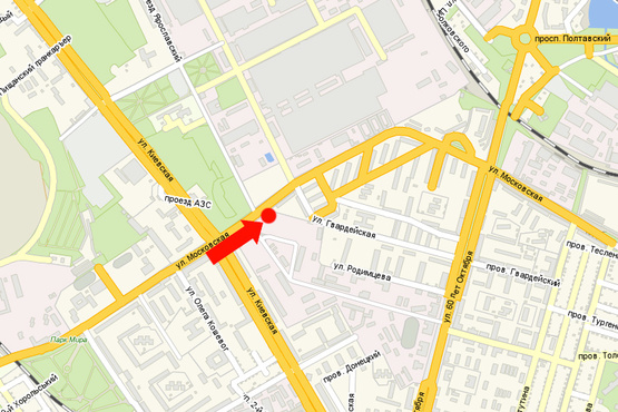 Схема рекламної площини за адресою Московская ул., возле Воинской части