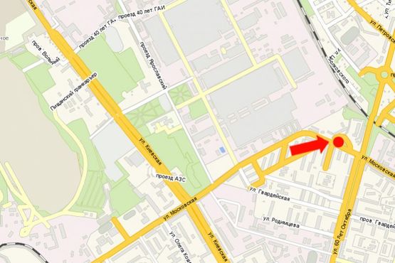 Схема рекламної площини за адресою Московская ул., 7, возле АЗС