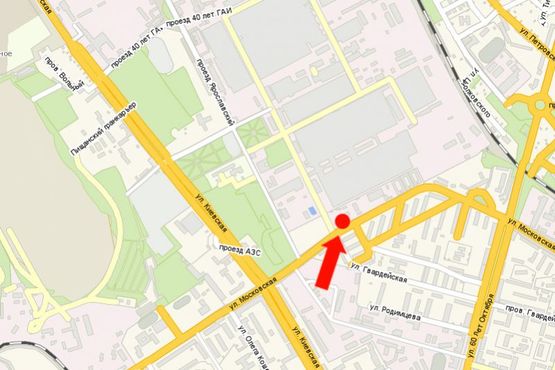 Схема рекламной плоскости по адресу Московская ул., заезд к заводу "КРАЗ"