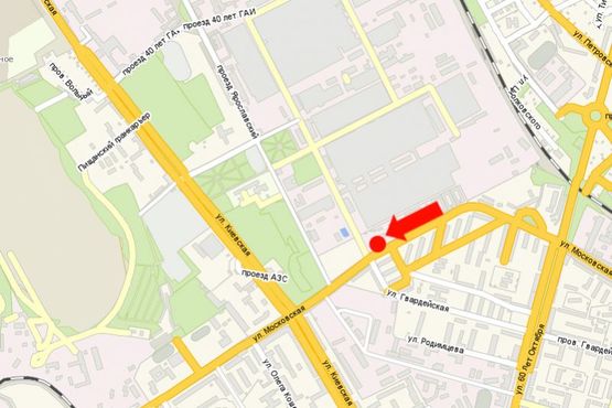 Схема рекламной плоскости по адресу Московская ул., заезд к заводу "КРАЗ"