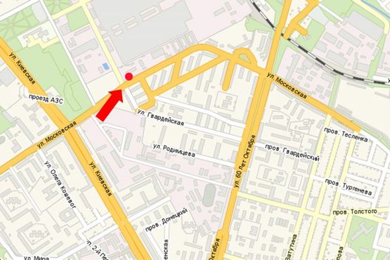 Схема рекламной плоскости по адресу Московская ул., 33/27, возле магазина "Перотехника"