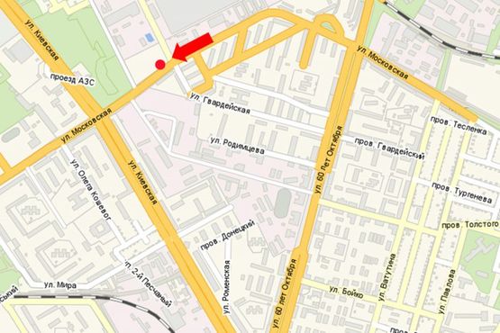 Схема рекламной плоскости по адресу Московская ул., 33/27, возле магазина "Перотехника"