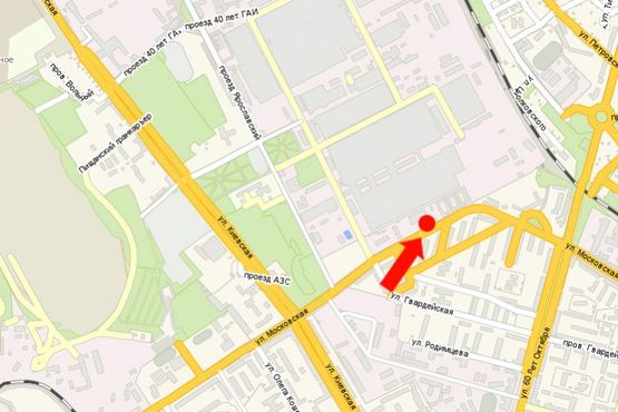 Схема рекламной плоскости по адресу Московская ул., 27, возле CТО