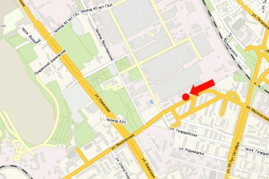 Схема рекламної площини за адресою Московская ул., 27, возле CТО