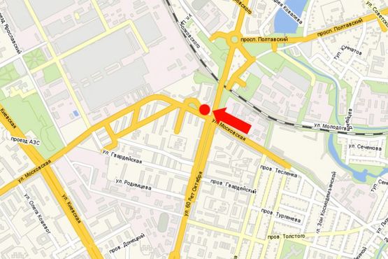 Схема рекламной плоскости по адресу Московская ул. / Свободы пр. (бывш. 60-летия Октября ул.), возле АЗС