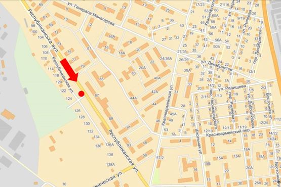 Схема рекламной плоскости по адресу Республиканская ул., 124, из центра