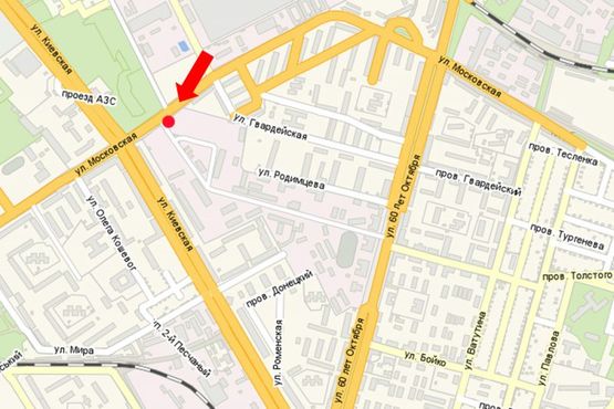 Схема рекламной плоскости по адресу Московская ул. / ул. Киевская, возле АЗС