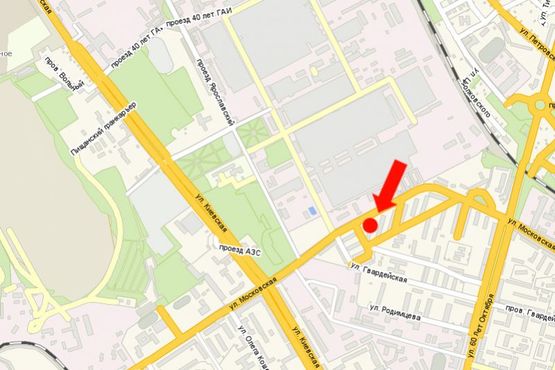 Схема рекламной плоскости по адресу Московская ул., 29, возле CТО