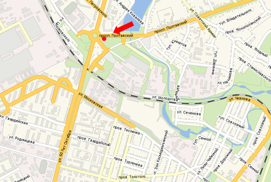 Схема рекламної площини за адресою Полтавский пр. / Свободы пр. (бывш. 60-летия Октября ул.)