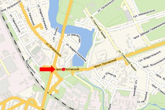 Схема рекламной плоскости по адресу Полтавский пр. / Свободы пр. (бывш. 60-летия Октября ул.)