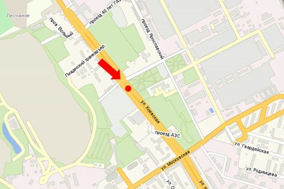 Схема рекламної площини за адресою Киевская ул., въезд со стороны Киева