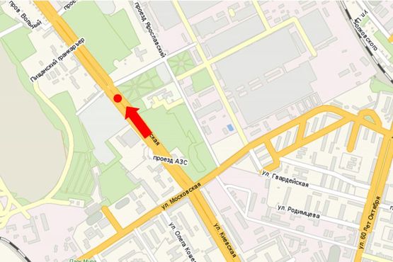 Схема рекламної площини за адресою Киевская ул., выезд в сторону Киева