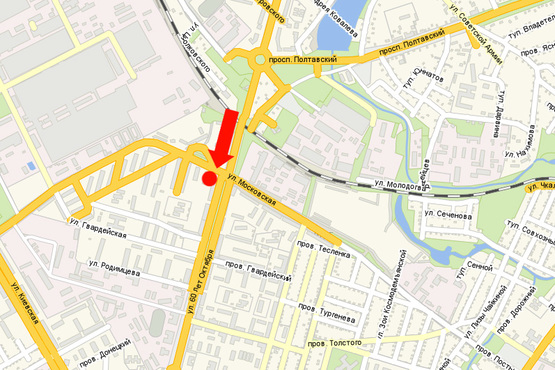 Схема рекламной плоскости по адресу Свободы пр. (бывш. 60-летия Октября ул.) / ул. Московская