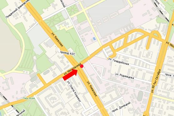 Схема рекламної площини за адресою Московская ул. / ул. Киевская