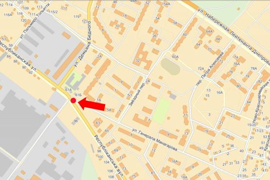 Схема рекламної площини за адресою Республиканская ул. / ул. Манагарова Ген.