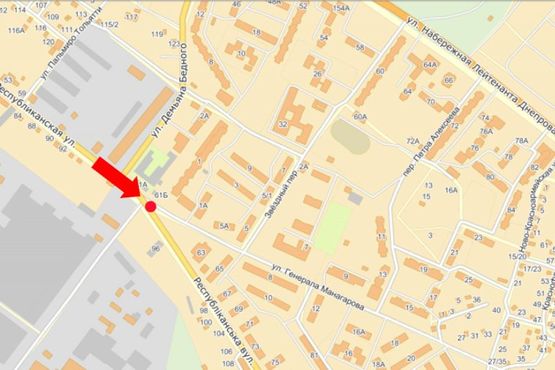 Схема рекламной плоскости по адресу Республиканская ул. / ул. Манагарова Ген.