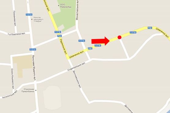 Схема рекламної площини за адресою Шевченка Т. ул. / ул. И. Франка