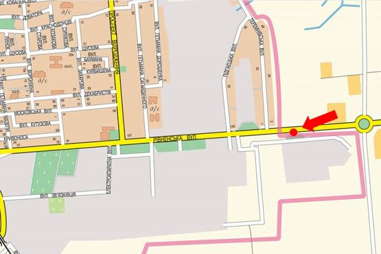 Схема рекламной плоскости по адресу Ровенская ул., между АЗС "БРСМ" и "Окко", в центр