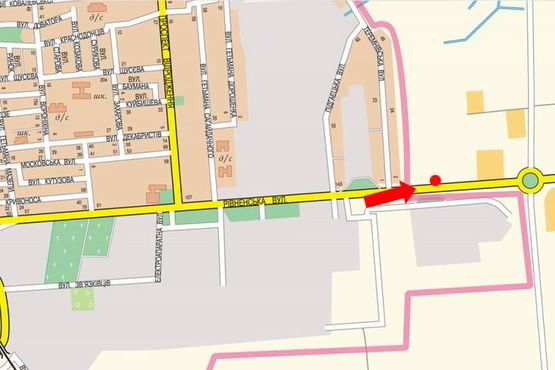 Схема рекламной плоскости по адресу Ровенская ул., возле АЗС "БРСМ", из центра