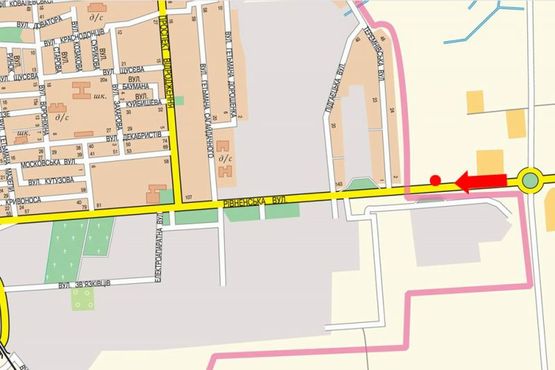 Схема рекламной плоскости по адресу Ровенская ул., возле АЗС "БРСМ", в центр