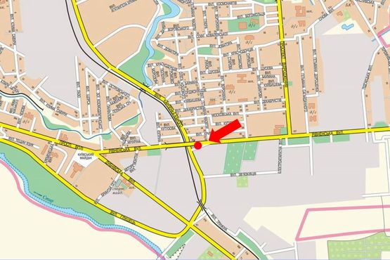 Схема рекламной плоскости по адресу Ровенская ул., возле автомагазина "АТЛ", мост, в центр