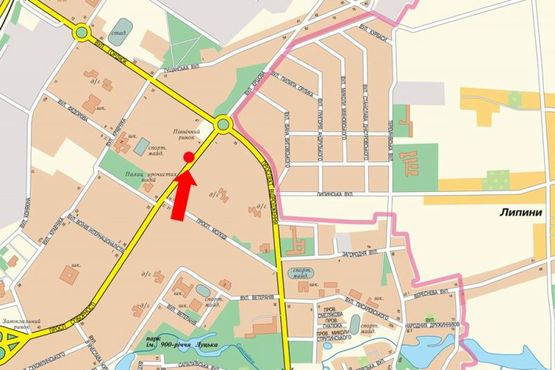 Схема рекламной плоскости по адресу Соборности пр., 6, возле супермаркета "Наш край"