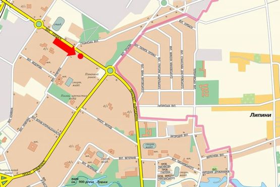 Схема рекламної площини за адресою Гордиюк ул., 39, напротив АЗС "Окко", в сторону Северного рынка