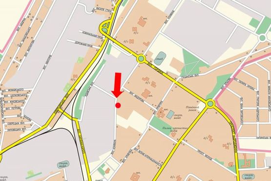 Схема рекламной плоскости по адресу Конякина ул., 29, возле магазина "Айва", АЗС "WOG"