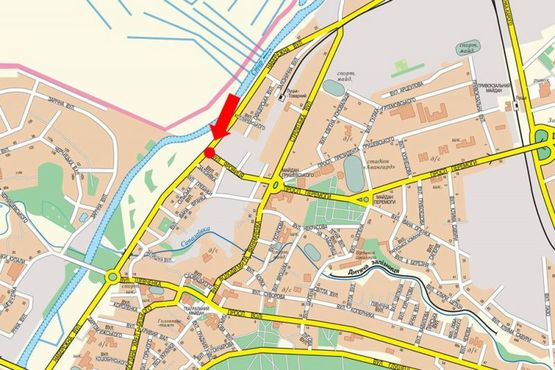 Схема рекламной плоскости по адресу Набережная ул. / Яровица ул., кольцо, в центр