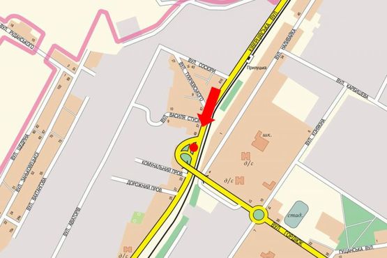 Схема рекламной плоскости по адресу Киверцовская ул., кольцо, из центра