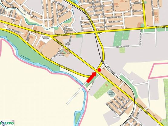 Схема рекламної площини за адресою Дубновская ул., 47 / Карпенка-Карого ул., возле АЗС "Amic", "Укрнафта", в центр