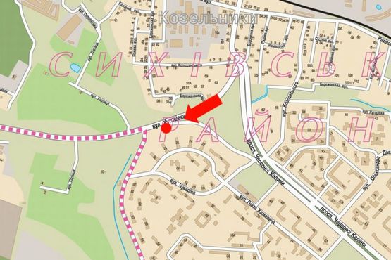 Схема рекламной плоскости по адресу Хуторовка ул., разделитель, возле АЗС "Укрнафта", левый, в центр