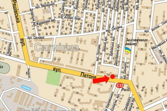 Схема рекламной плоскости по адресу Патона ул., 2/2 / Кричевского ул., в сторону Выговского ул.