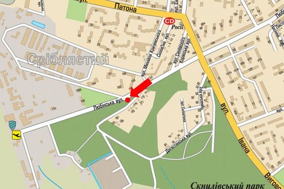 Схема рекламной плоскости по адресу Любинская ул., 164, в сторону аэропорта "Львов"