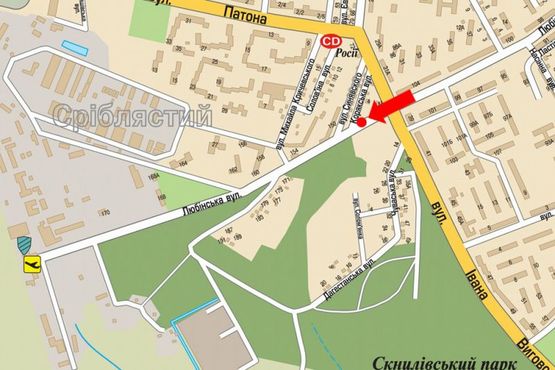 Схема рекламной плоскости по адресу Любинская ул. / Выговского ул., в сторону аэропорта "Львов"