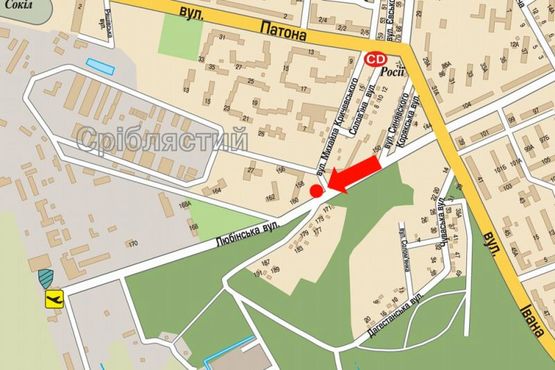 Схема рекламной плоскости по адресу Любинская ул., 160, в сторону аэропорта "Львов"