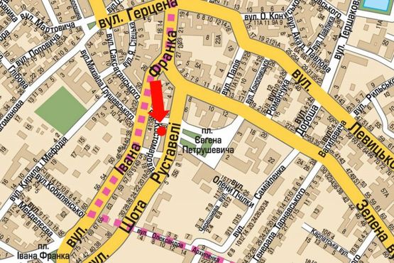 Схема рекламной плоскости по адресу Костомарова ул., 8 / Руставели ул.