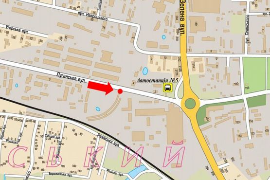 Схема рекламной плоскости по адресу Луганская ул., 6, навпротив магазина "Рукавички"