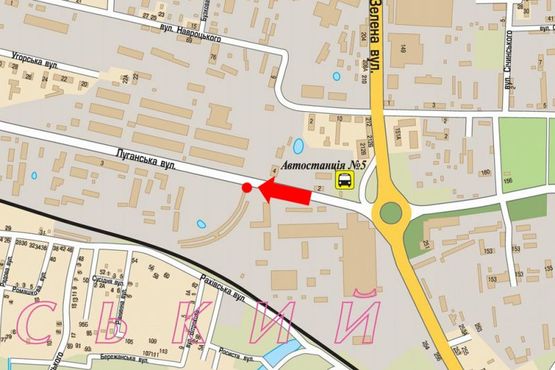 Схема рекламной плоскости по адресу Луганская ул., 6, навпротив магазина "Рукавички"