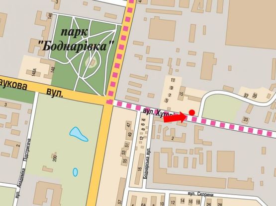 Схема рекламной плоскости по адресу Хуторовка ул. / Научная ул. / Стрыйская ул., возле остановки, в сторону рынка "Шувар"