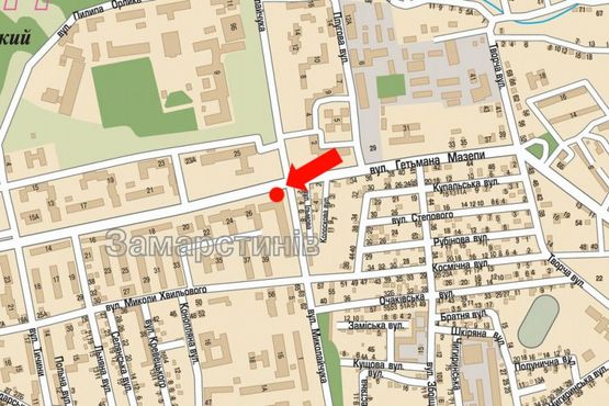 Схема рекламной плоскости по адресу Мазепы ул. / Миколайчука ул., Больница скорой помощи, ресторан "Магнат"