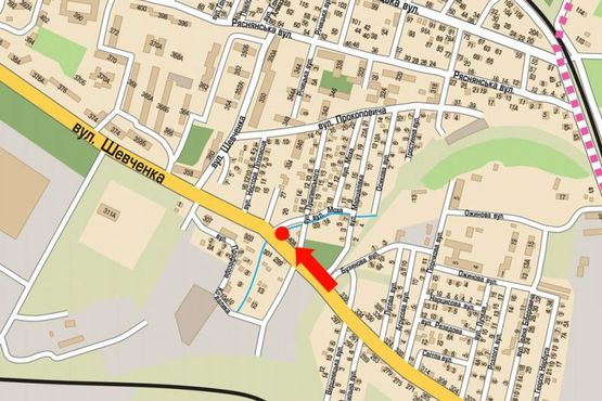 Схема рекламной плоскости по адресу Шевченко ул., 340А, возле рынка "Промышленный"