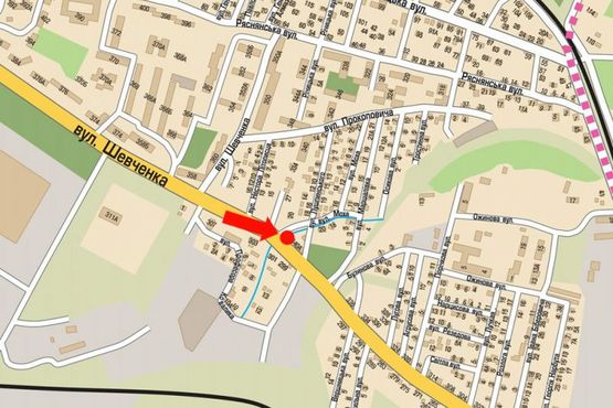 Схема рекламної площини за адресою Шевченко ул., 340А, возле рынка "Промышленный"