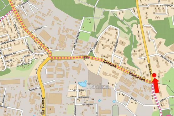 Схема рекламной плоскости по адресу Пасечная ул. / Вашингтона ул., возле ТРЦ "METRO", остановки