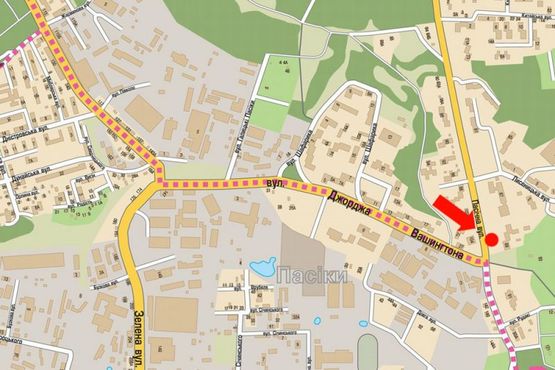 Схема рекламной плоскости по адресу Пасечная ул. / Вашингтона ул., возле ТРЦ "METRO", остановки