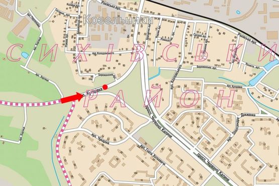 Схема рекламной плоскости по адресу Хуторовка ул., со стороны Стрыйская ул., возле рынка "Шувар", разделитель, правый