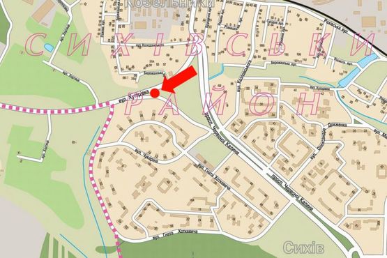 Схема рекламной плоскости по адресу Хуторовка ул., возле рынка "Шувар", разделитель, в сторону Научная ул., левый