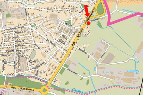 Схема рекламной плоскости по адресу Хмельницкого ул., возле рынка "Галицкий перекресток", в центр, правый